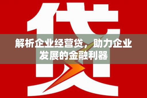 丰宁解析企业经营贷，助力企业发展的金融利器